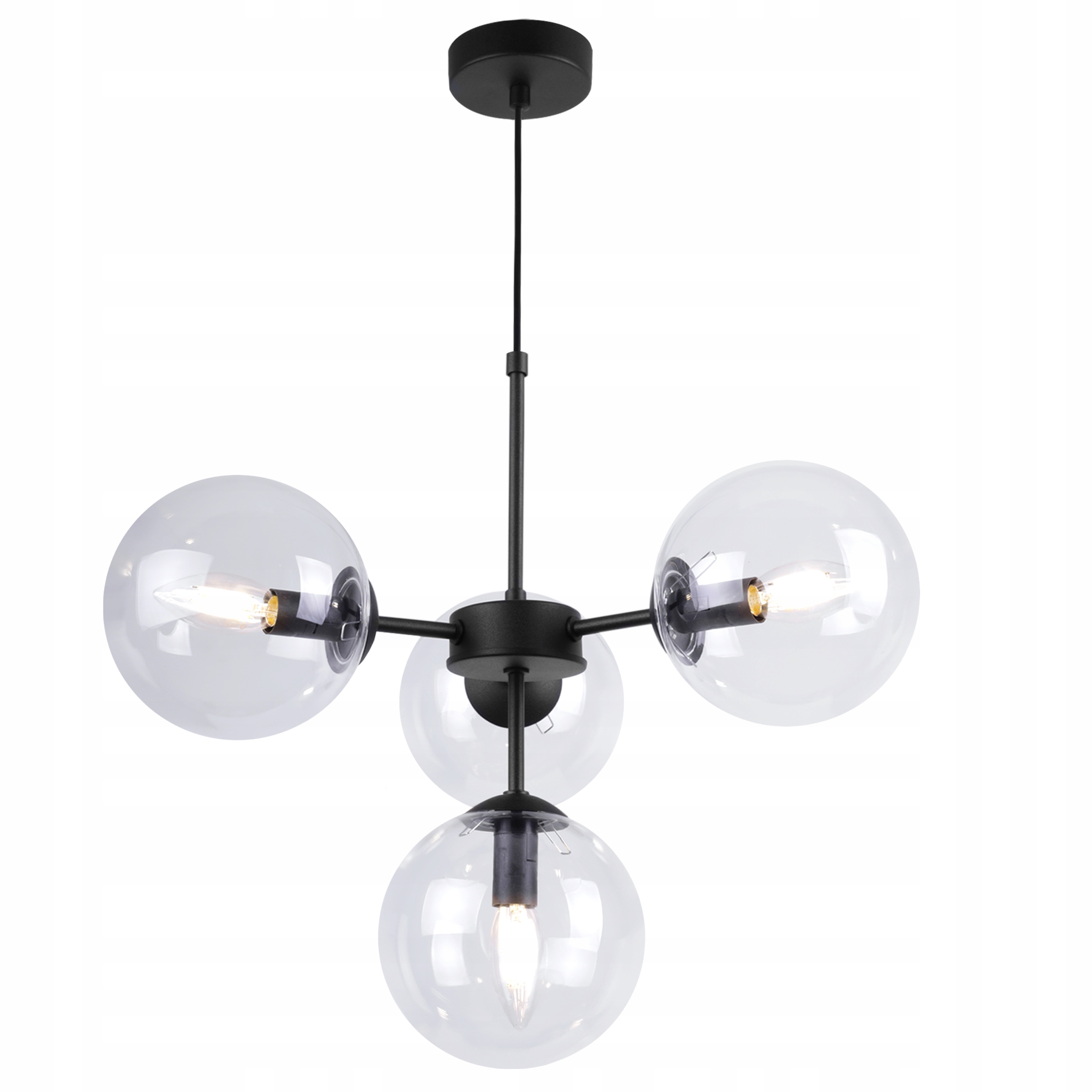 Závěsná Stropní Lampa Lustr Černý Loft Moderní Skleněné Koule Glamour