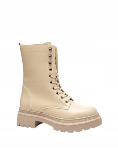 Riccon Kotníkové Boty Béžové Se Šněrováním A Zipem 39 U1B
