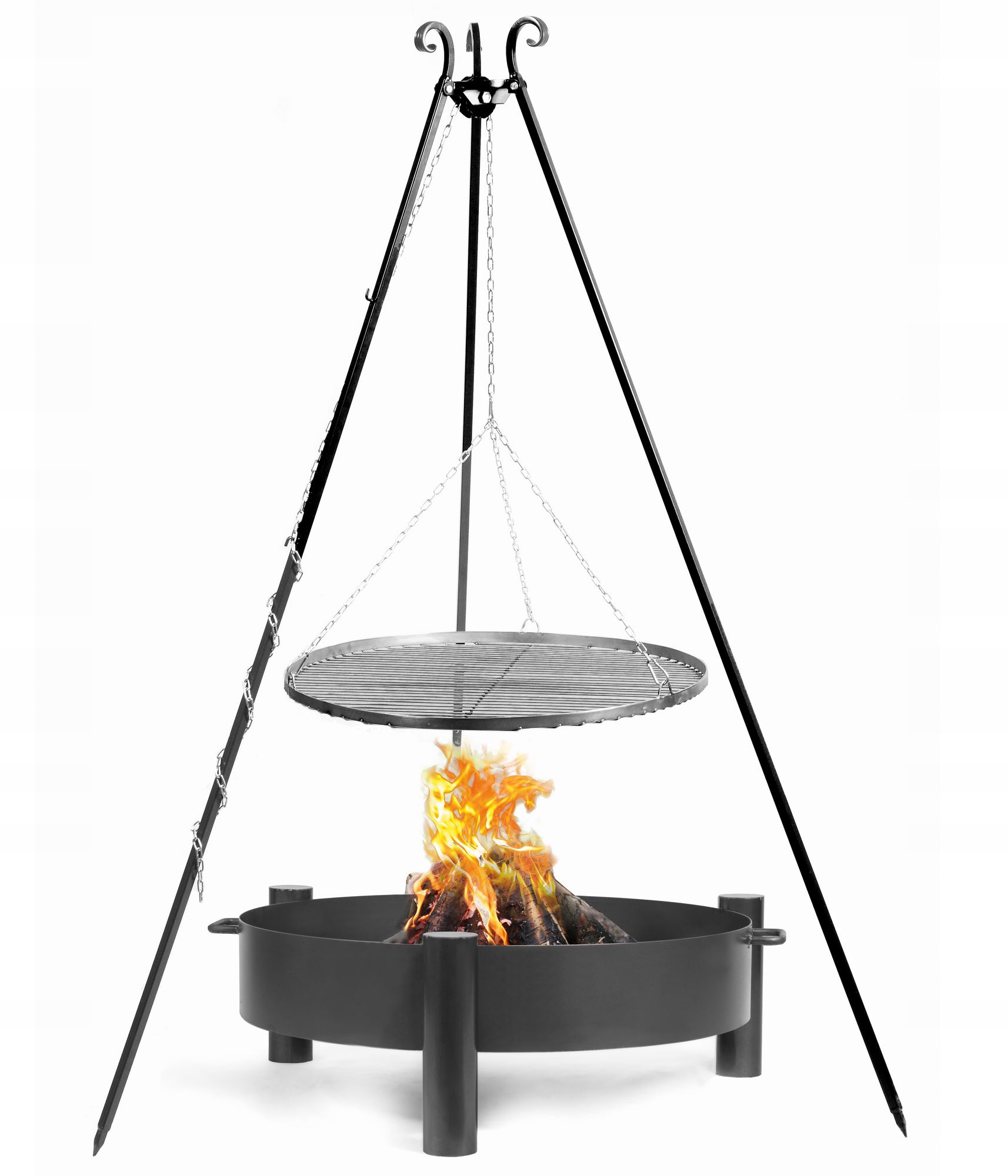 Grill Na Trójnogu Ogrodowy Stal Czarna 80CM Palenisko Ogrodowe Haiti 80CM