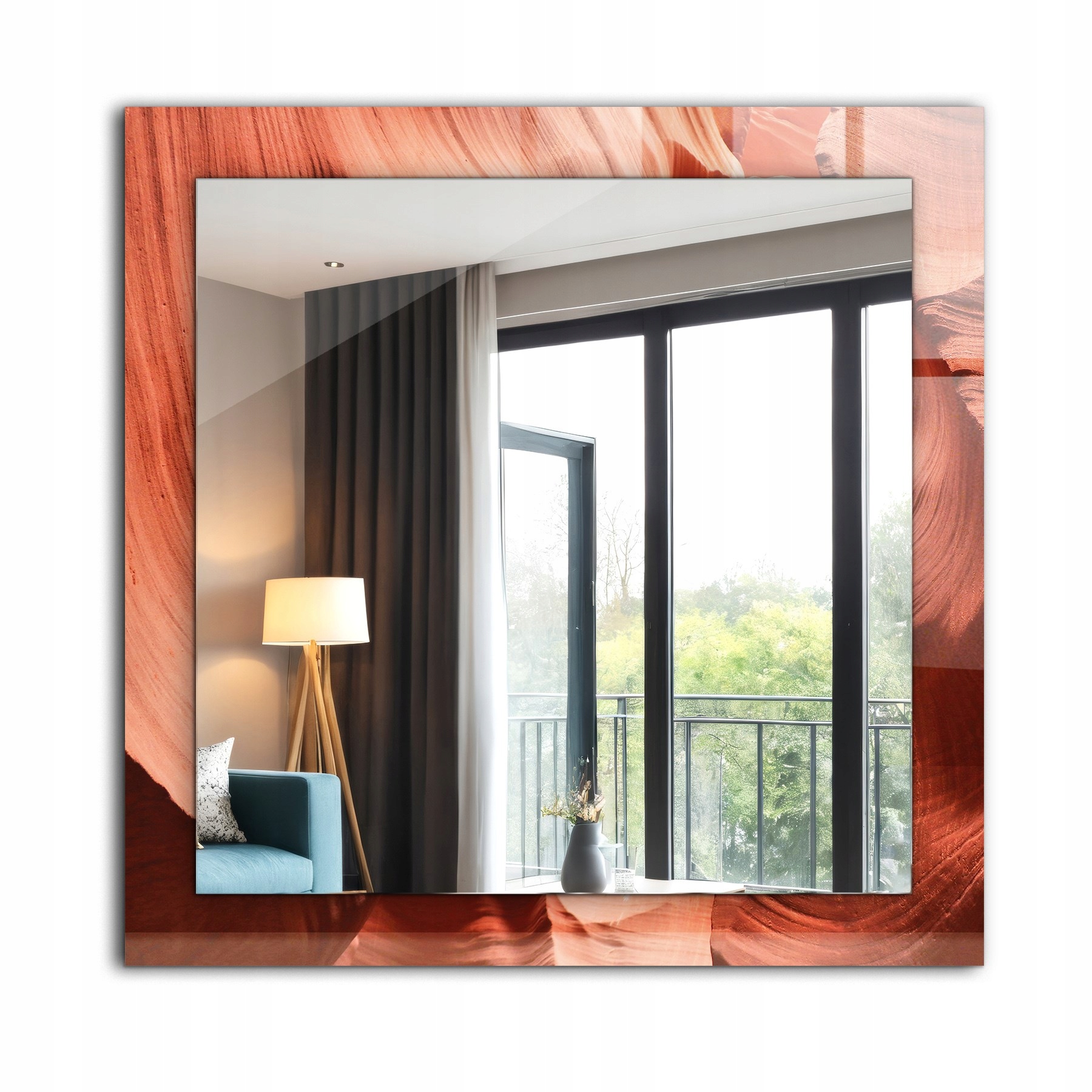 Dekorativní designové zrcadlo závěsné loft Pouštní kaňon skály 60x60 cm
