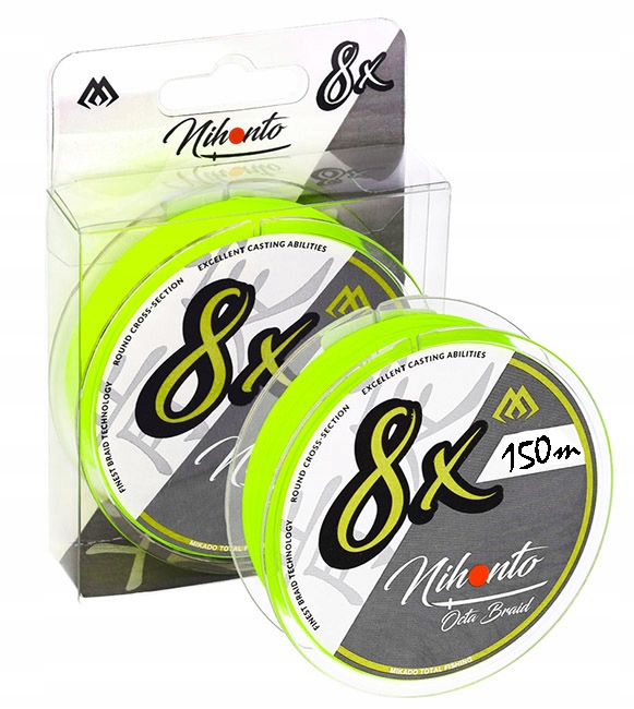 Plecionka Mikado Nihonto Octa Braid 8 x 150m Żółta Fluo 0.10mm 7,75kg