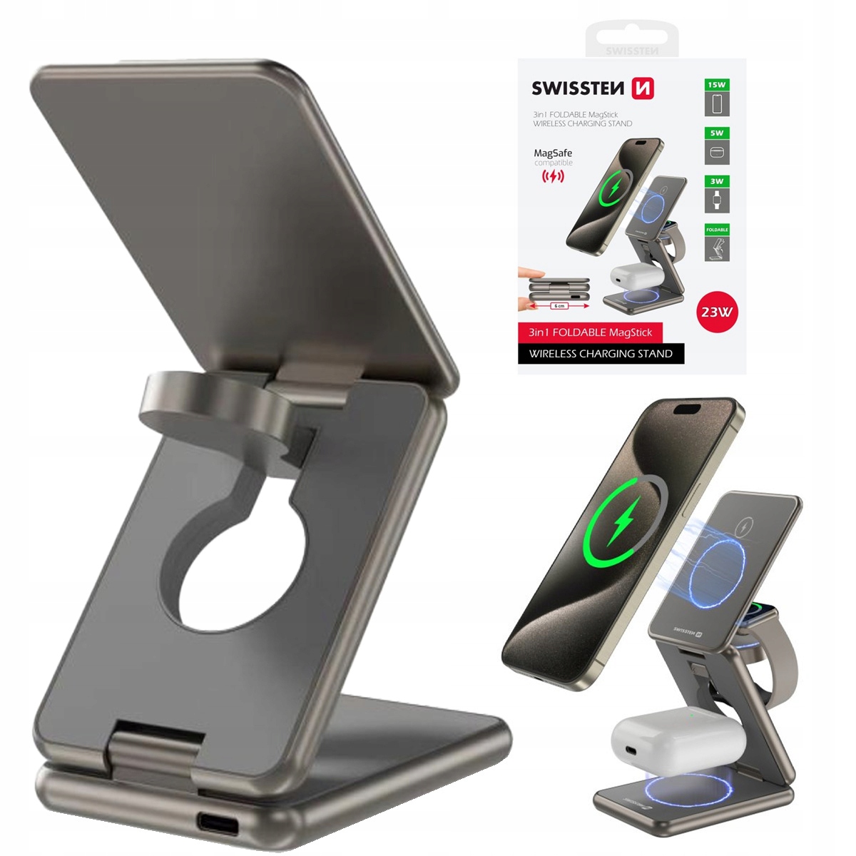 Ładowarka bezprzewodowa indukcyjna 3w1 23W kompatybilna z MagSafe