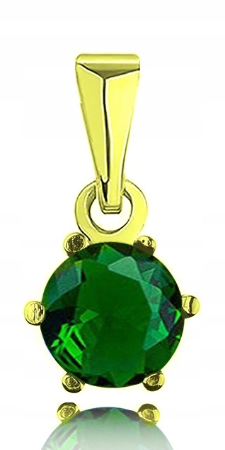 

Pozłacana Zawieszka Wisiorek Z Zieloną Cyrkonią