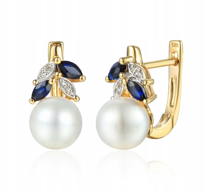 

Złote Kolczyki Perły Szafiry Diamenty Próba 585