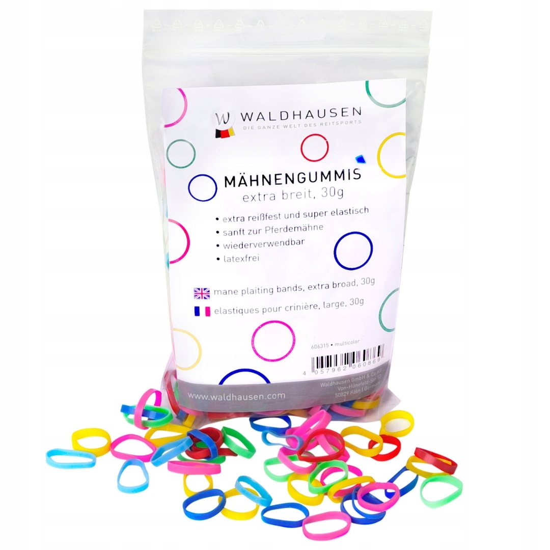 Kolorowe gumki do grzywy dla koni 30g Waldhausen