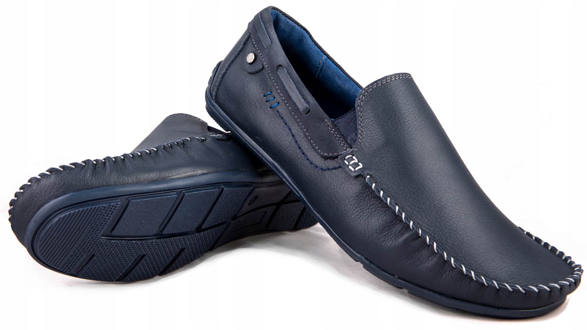 

Mokasyny męskie Polskie buty skórzane granatowe 42