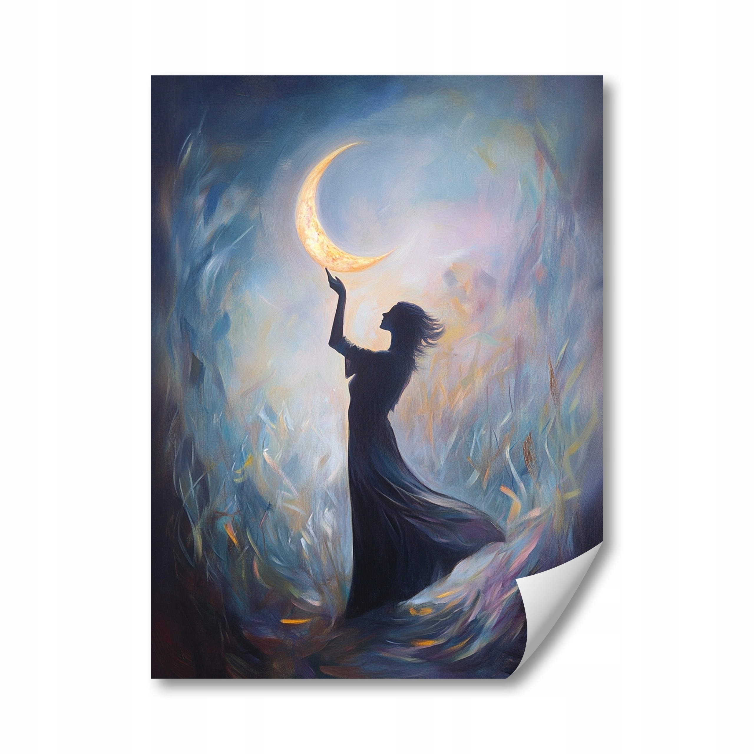 Plakát Postava Žena Noc Měsíc Magie Mysticismus 60x80