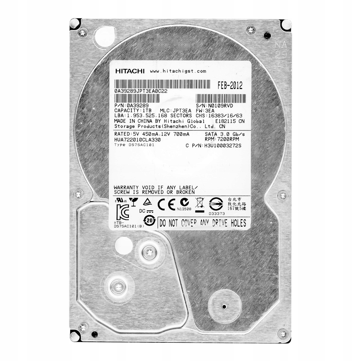 

Hitachi 1TB 7.2k 32MB Sata II 3.5' HUA722010CLA330