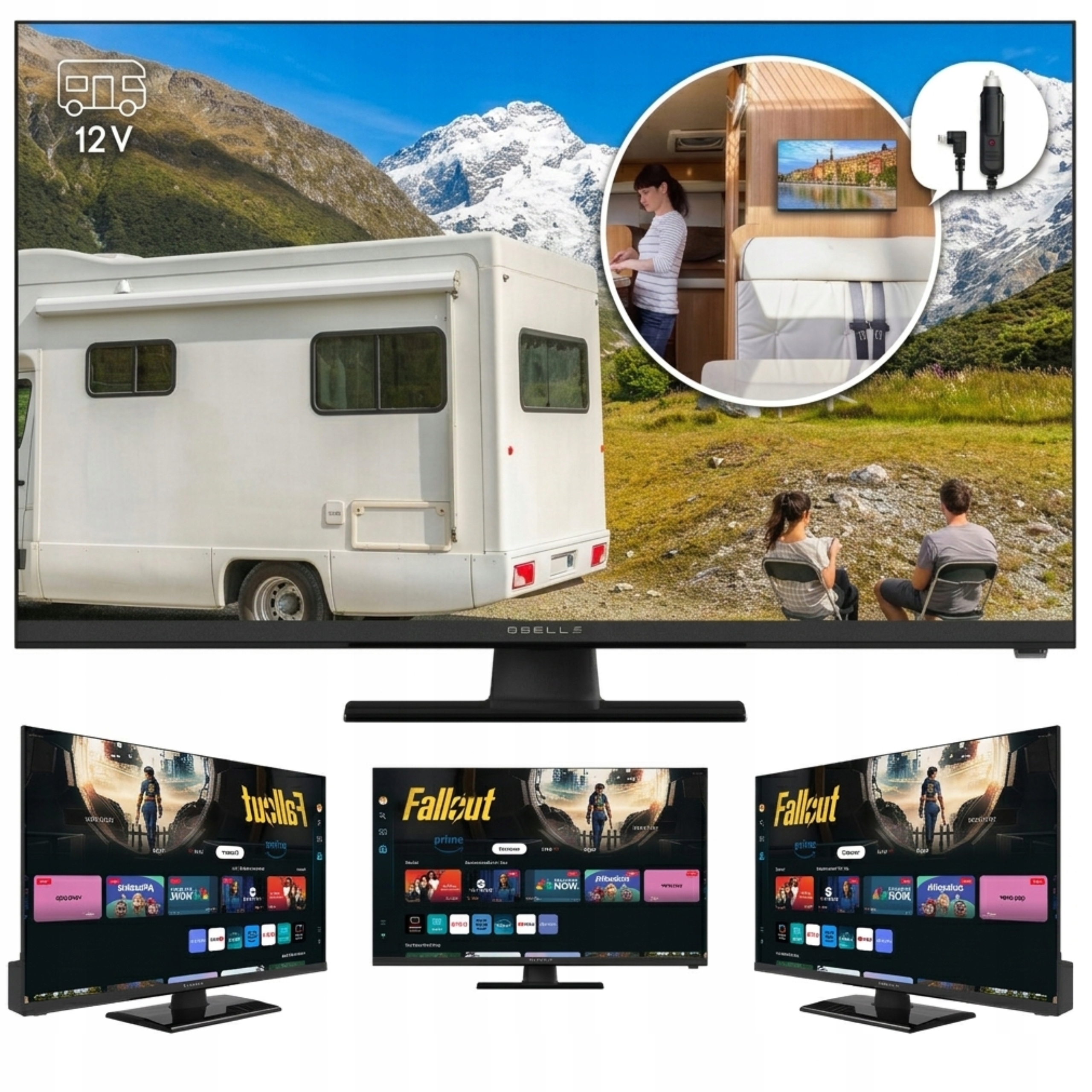 Telewizor 12V Smart Tv Led 24 Q.Bell QT24HTF8A12V Tizen Os DVBT2 Do Kampera