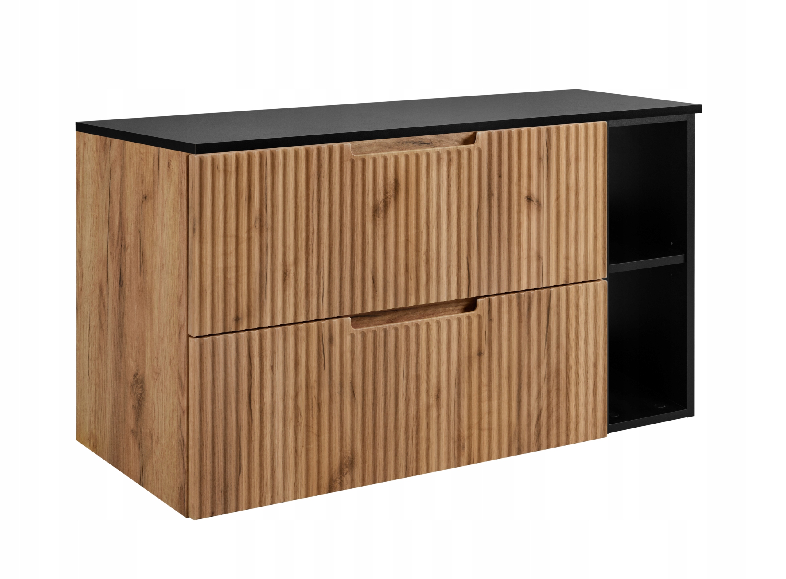 Koupelnová skříňka Pod Umyvadlo 80 dub černý módní Rýhovaná Přední Strana Mdf