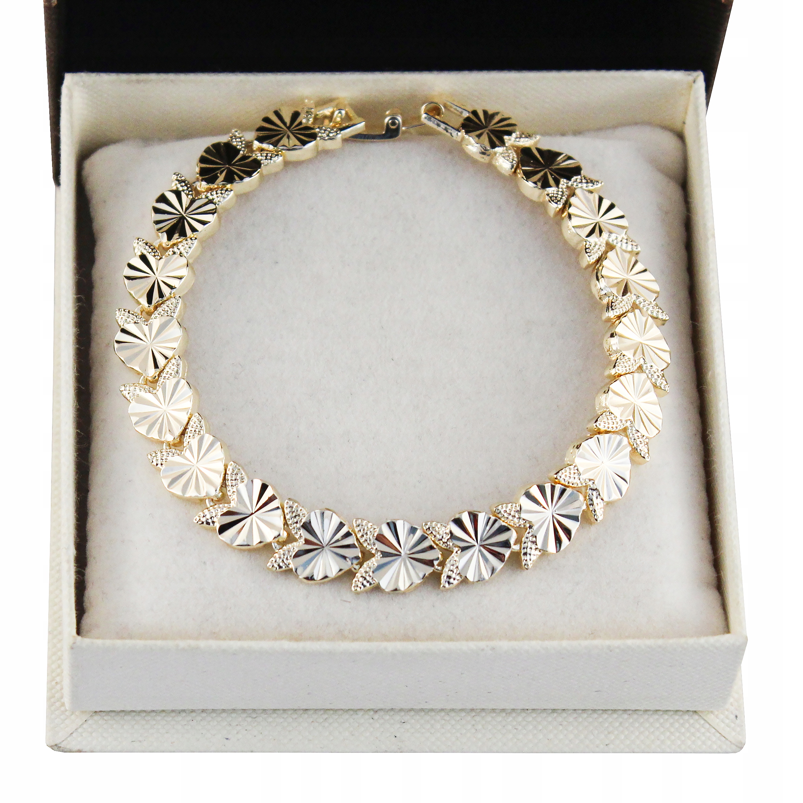 

Złota Bransoletka Serca Stal