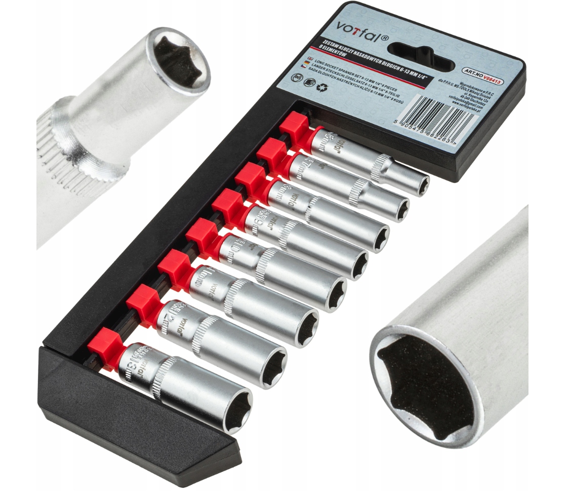 Klucze Nasadowe Nasadki Zestaw Kluczy Nasadowych Nasadek 1/4 Długie 6-13MM