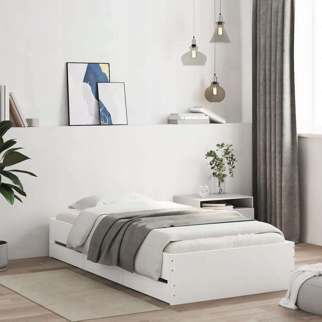Rám postele se zásuvkami bílý 75 x 190 cm kompozitní dřevo Bílá 3207329