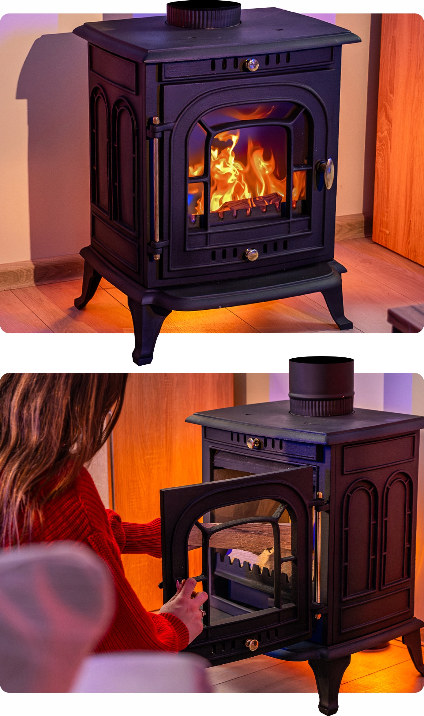 Piec na drewno wolnostojący 7kW kominek żeliwny piecyk koza zestaw Thunder Marka inna