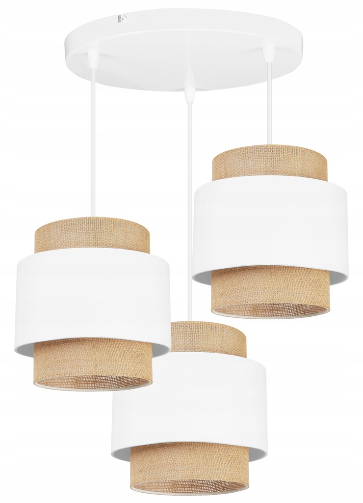 Skandinávská bílá trojitá lampa Boho ratanová tkanina obývací pokoj