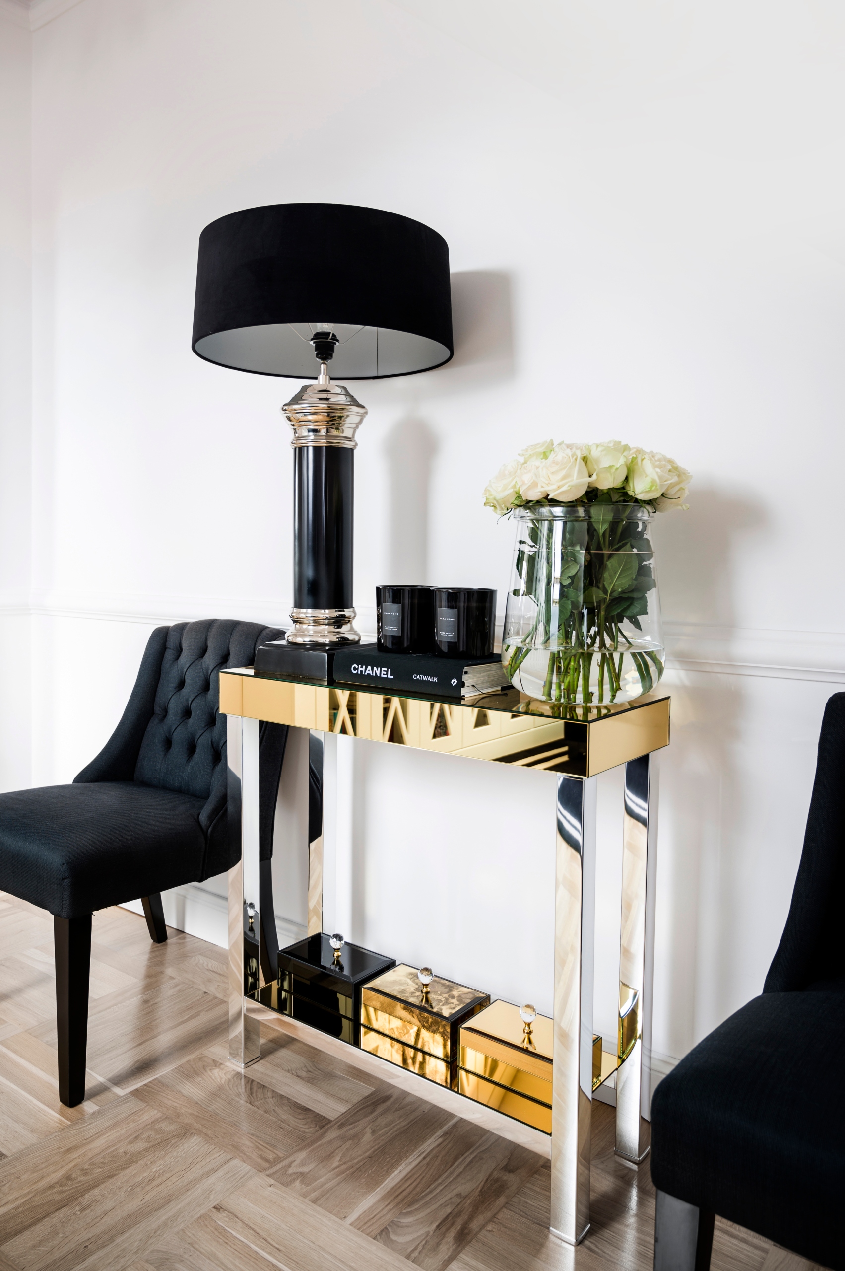 Konsola Glamour lacobel czarny stelaż chrom Kod producenta 5