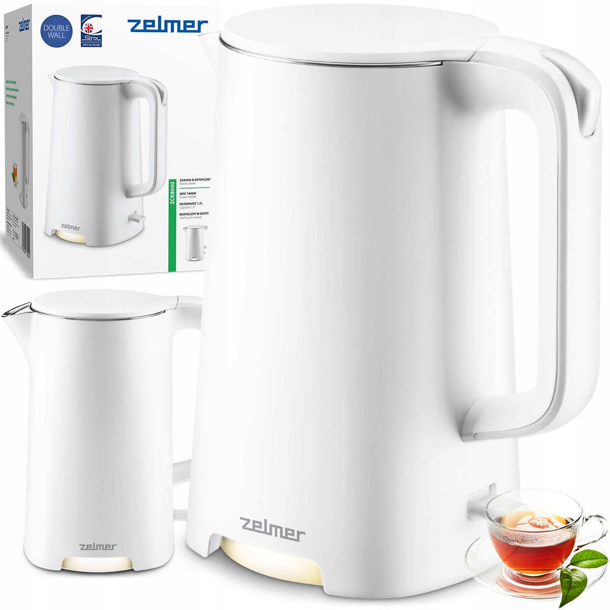 Czajnik Elektryczny Zelmer Bezprzewodowy Stal Nierdzewna Mocny 1,7L 2200W