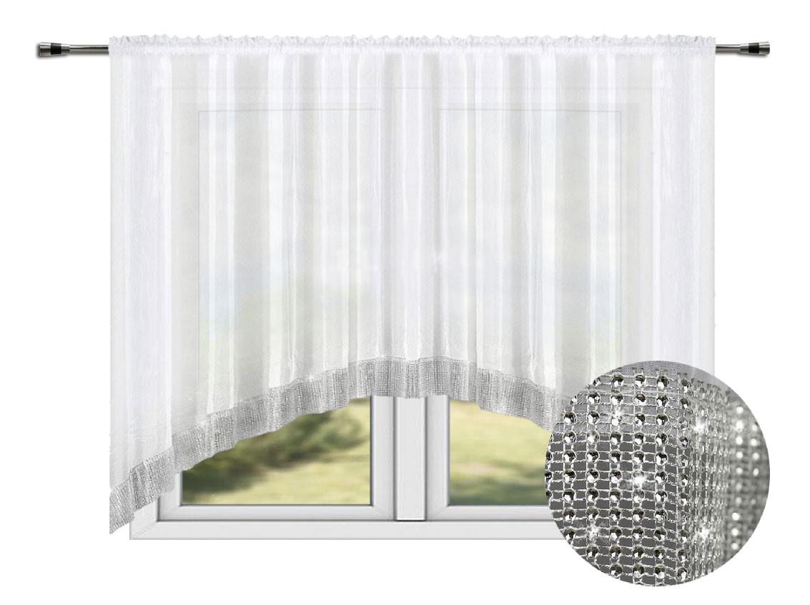 

Firana Gotowa Woal Łuk 400x150 Biała Cyrkonie