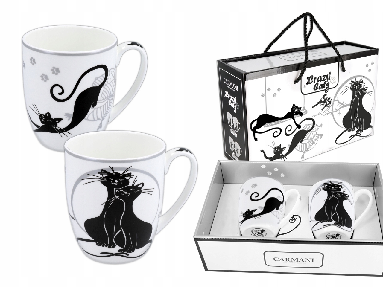 Sada 2 Ks Keramických Hrnčekov Mačací Svet Mačky Carmani Darček Pre Páry