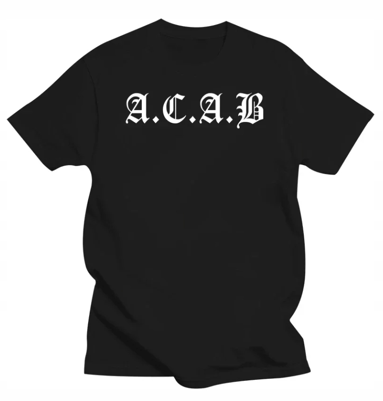 CZARNA KOSZULKA Z NADRUKIEM MĘSKA ŚMIESZNA T-SHIRT ACAB Policja Kibole 2