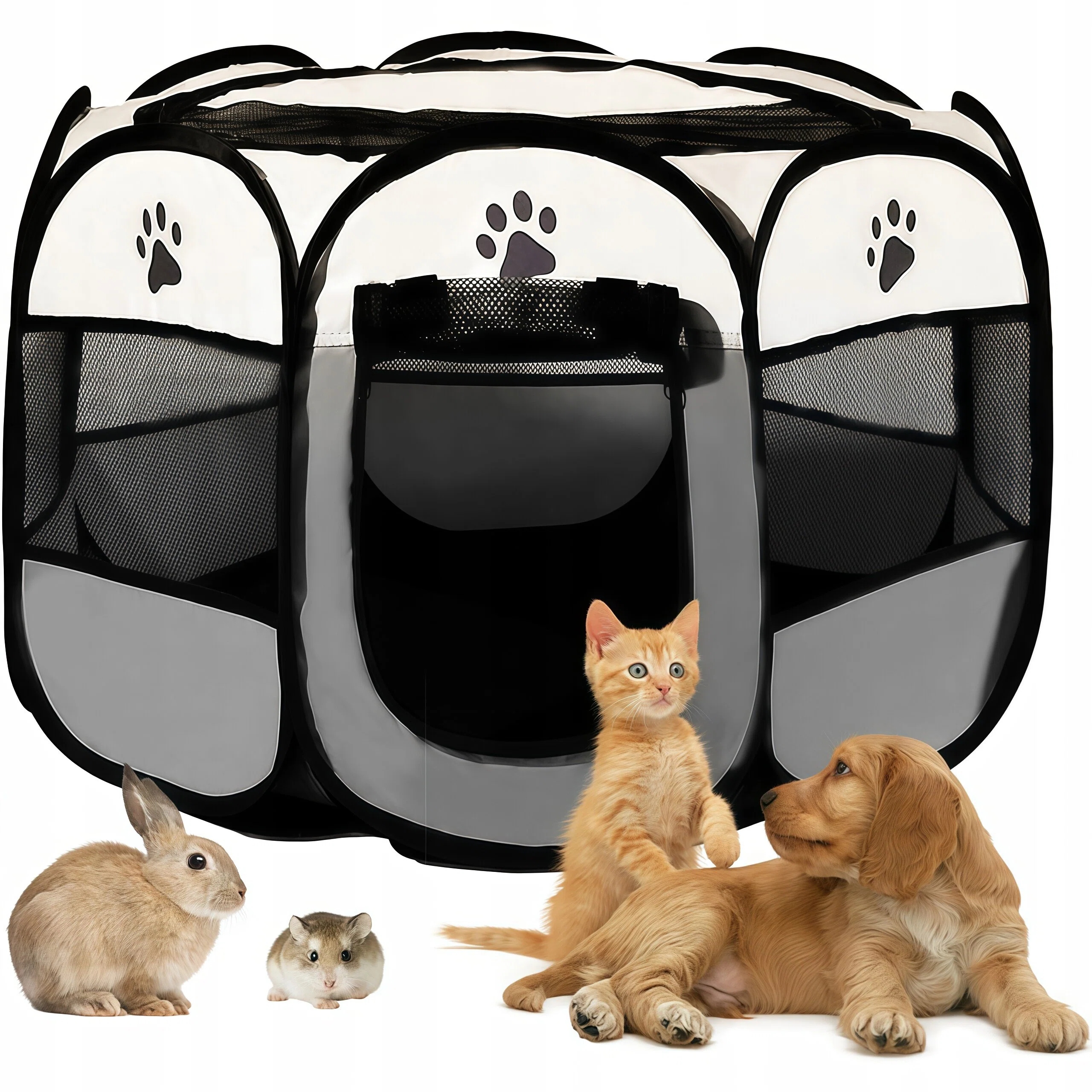 Levně Skládací Klec Pro Zvířata Kotec Přenosná S Průhlednou 74X74X43 CM