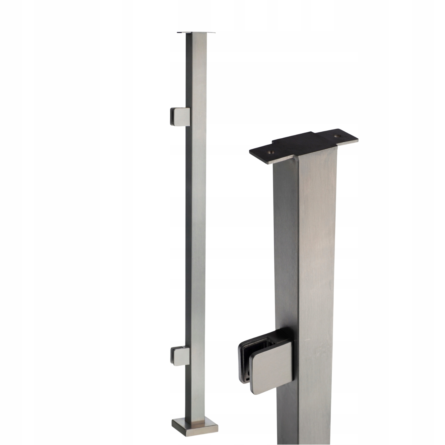Startovací Sloupek 100 cm, Sklo 2 Úchytky 40x40 Broušený Nerez