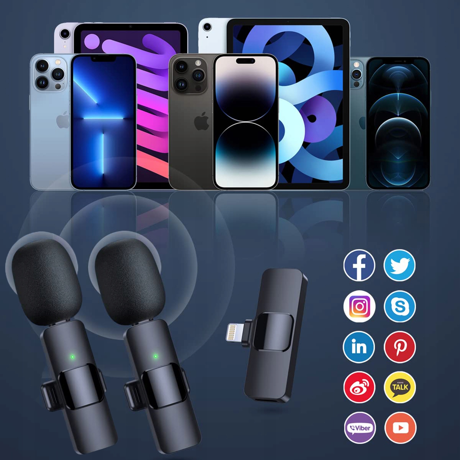 2x Mikrofon Krawatowy Bezprzewodowy do iPhone IOS PREZENT NA URODZINY Model IOS