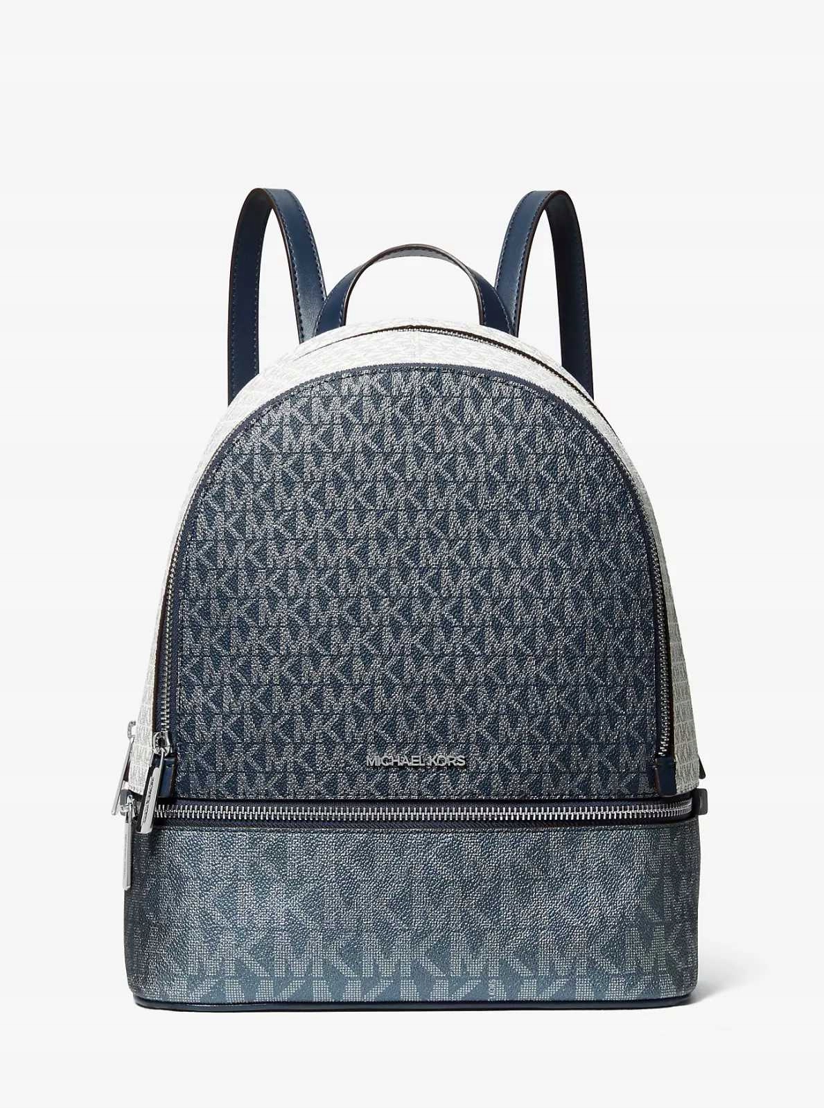 Michael Kors dámský metalický batoh Rhea Metallic modrý logový