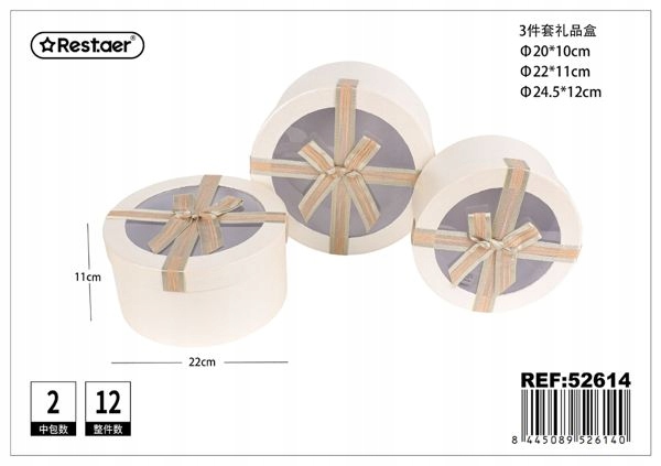 Levně Elegantní kulaté dárkové krabičky – 3 velikosti