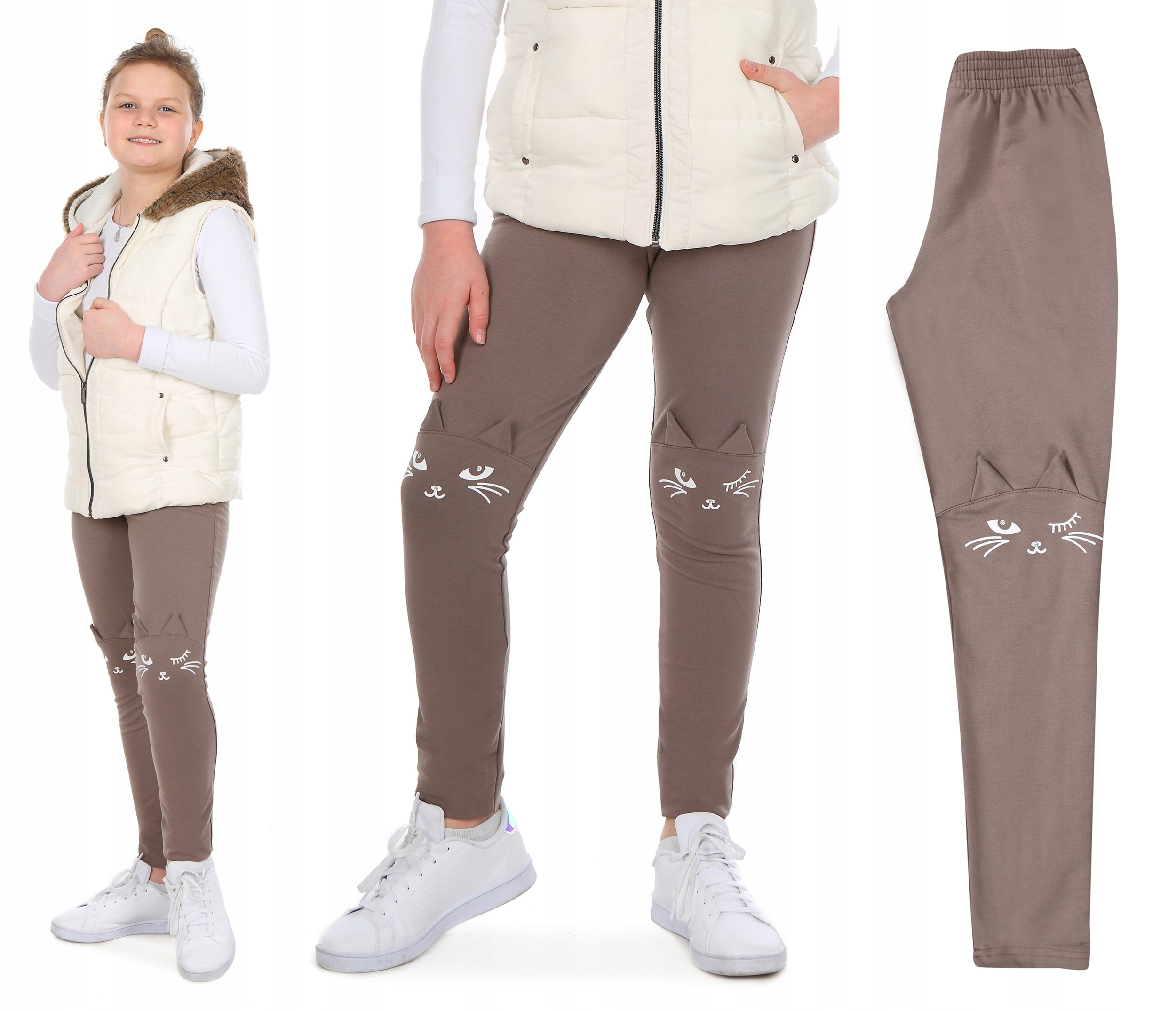 KOTY LEGGINSY SPODNIE BAWEŁNA 3D 146 cm Prod.PL Płeć dziewczynki