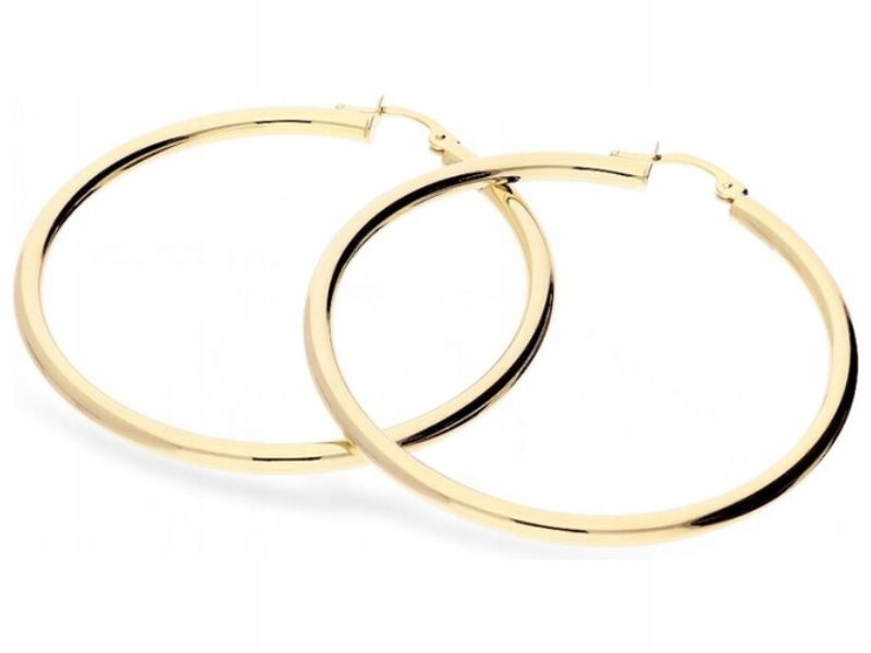 Zlaté náušnice závěsné 585 velké kruhy 40 cm módní vzor pro ni dárek