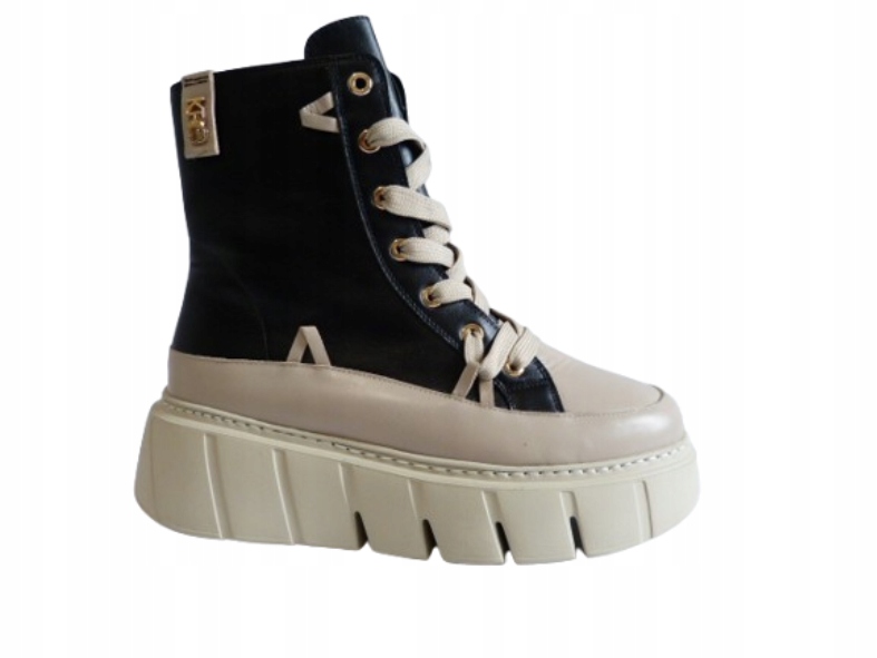Béžové černé kotníkové boty na platformě Karino 37/38