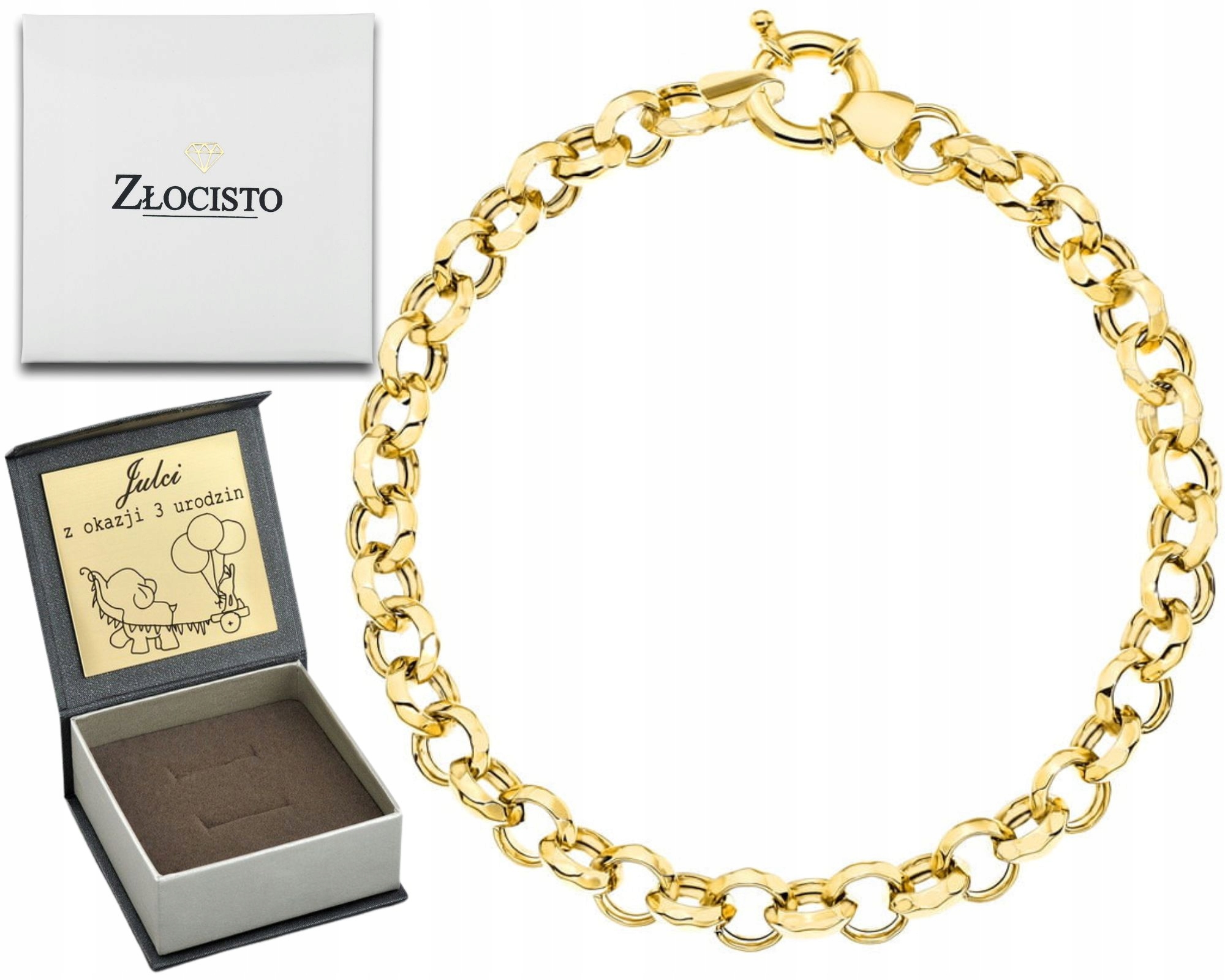 Zlatý náramek Bohatý Hrubý Masivní Splétaný Rolo Dárek