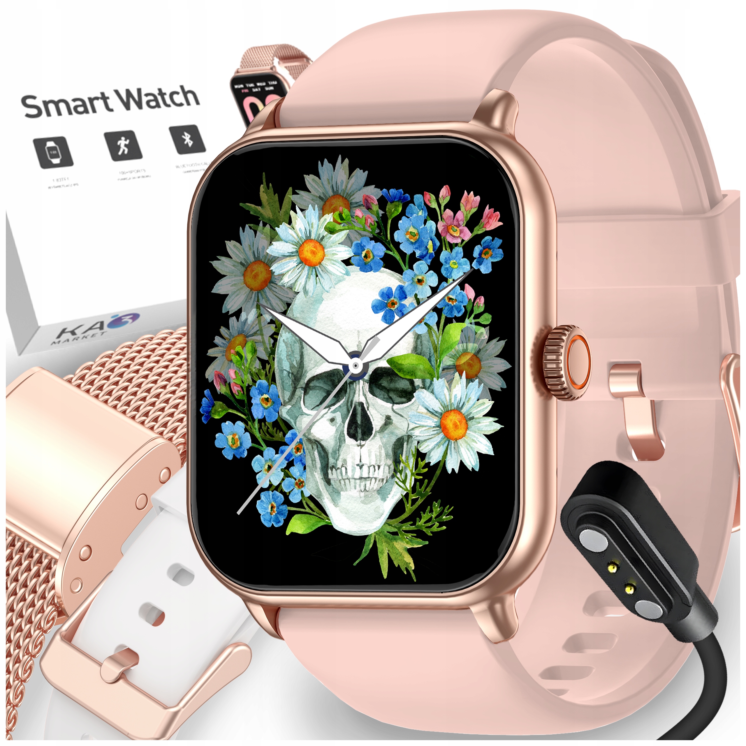 SMARTWATCH ZEGAREK MENU POLSKIE DAMSKI ROZMOWY SPORT PULS WATCH