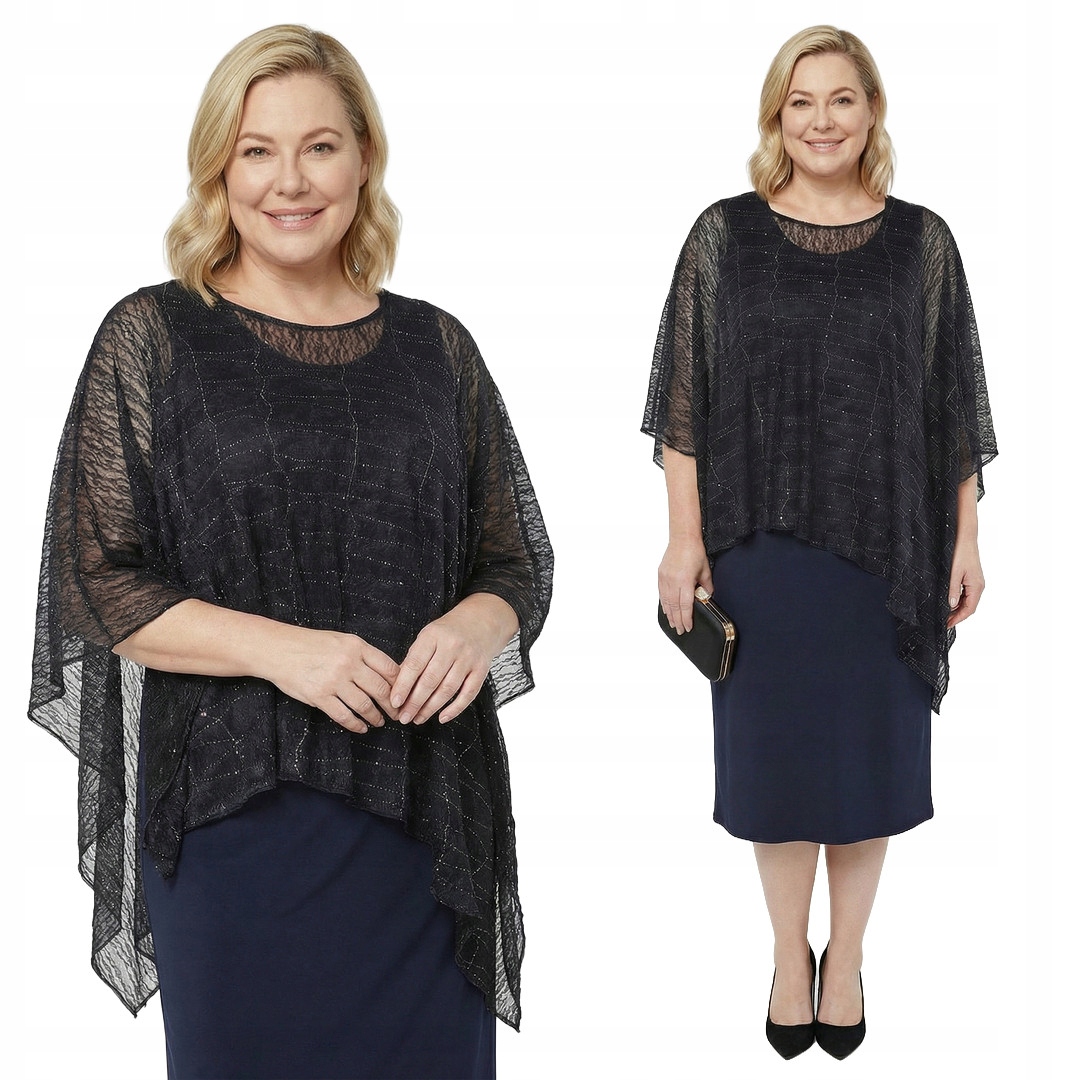 Tmavě modrá šaty se stříbrným zdobením plus size, velikost 56/58