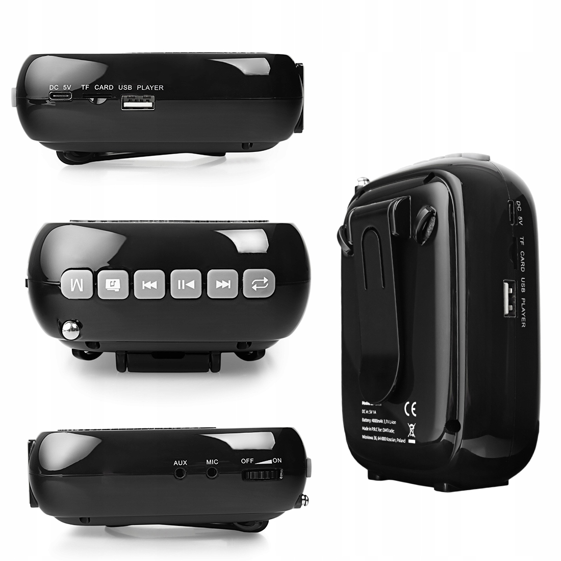 Przewodowy wzmacniacz głosu mikrofon SP-VA11 +FM przewodnik, nauczyciel Kolor czarny