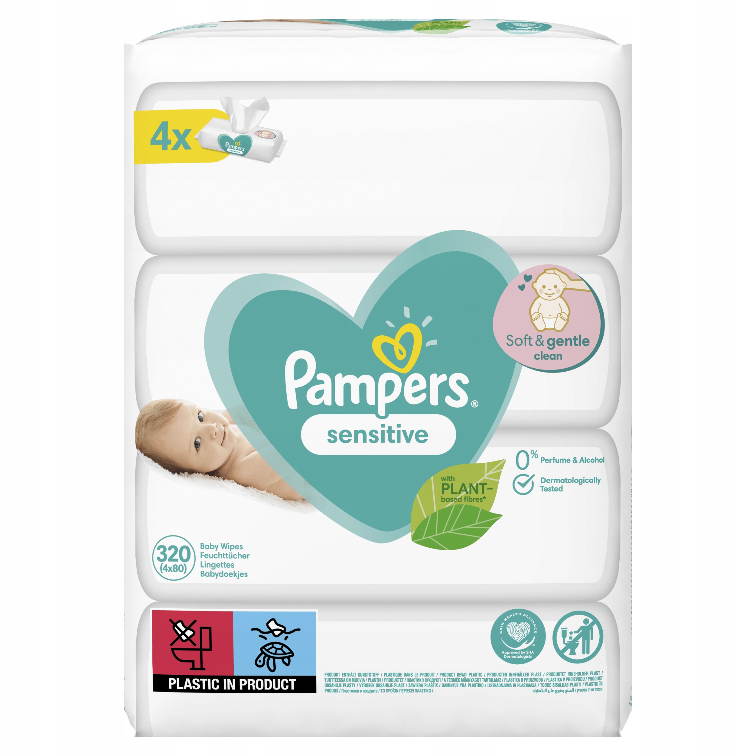 Chusteczki nawilżane Pampers Sensitive 4 x 80 szt.