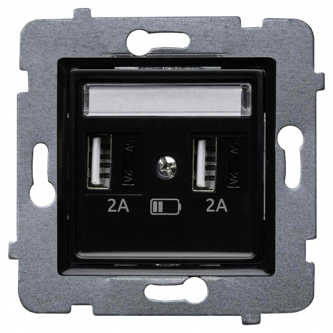 Polmark Rosa Usb nabíječka 2xA, barva černá matná