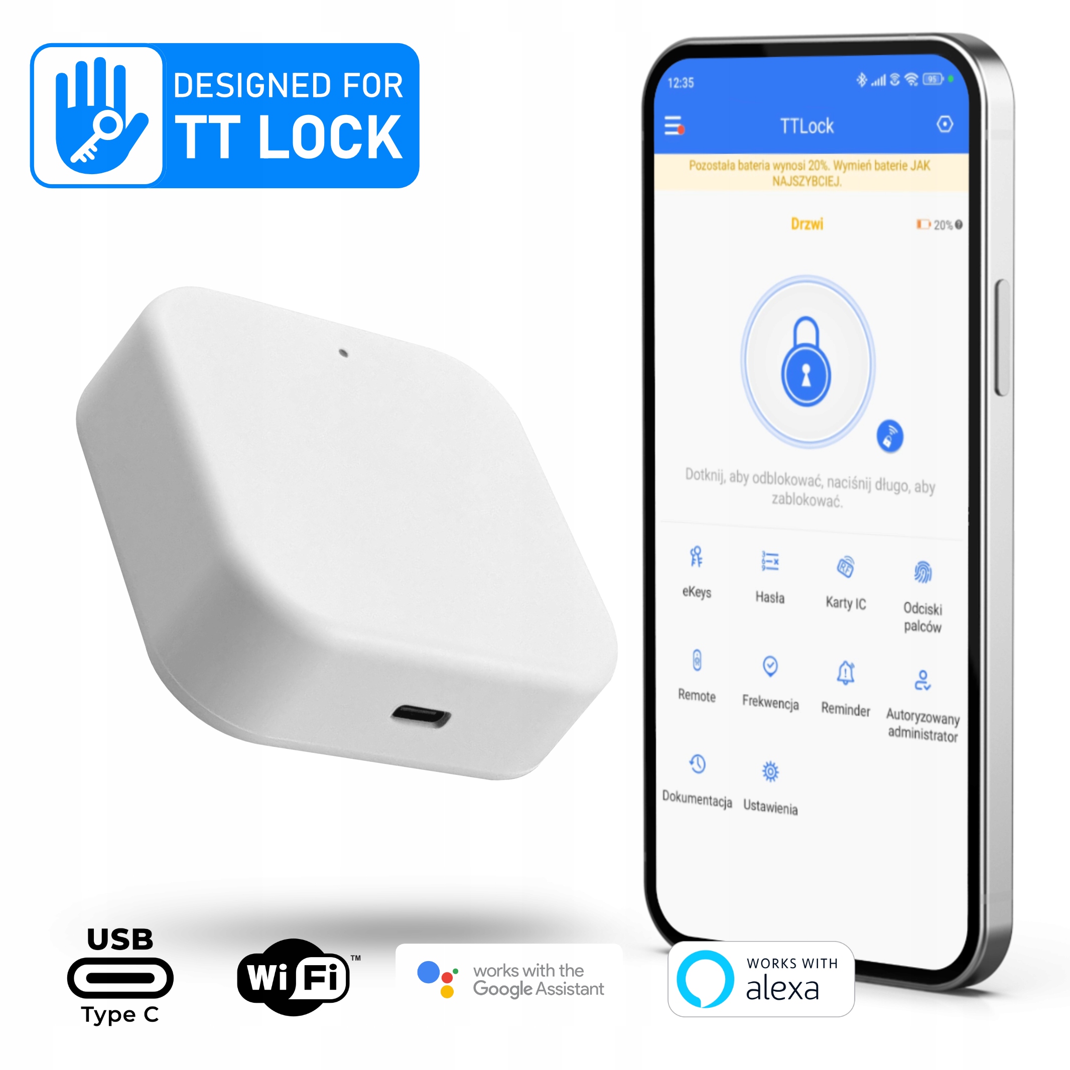 Bramka TTLock Centrala Bluetooth WiFi Android Smart Home do Zamek Klamka EAN (GTIN) 5904553907661