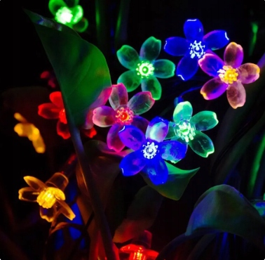 LAMPKI OGRODOWE GIRLANDA SOLARNA LED KWIATKI NA TARAS DO OGRODU 50LED 7M Stan opakowania oryginalne