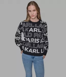 Karl Lagerfeld Paris dámský sver Logo Embellished černý XL