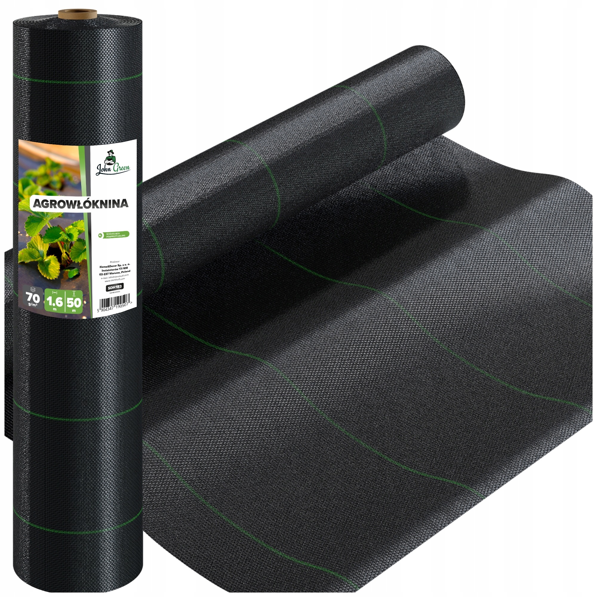Silná Agrotkanina Podložka 1,6x50 m Agrotextilie Na Plevel 70 g/m2 Hrubá Černá