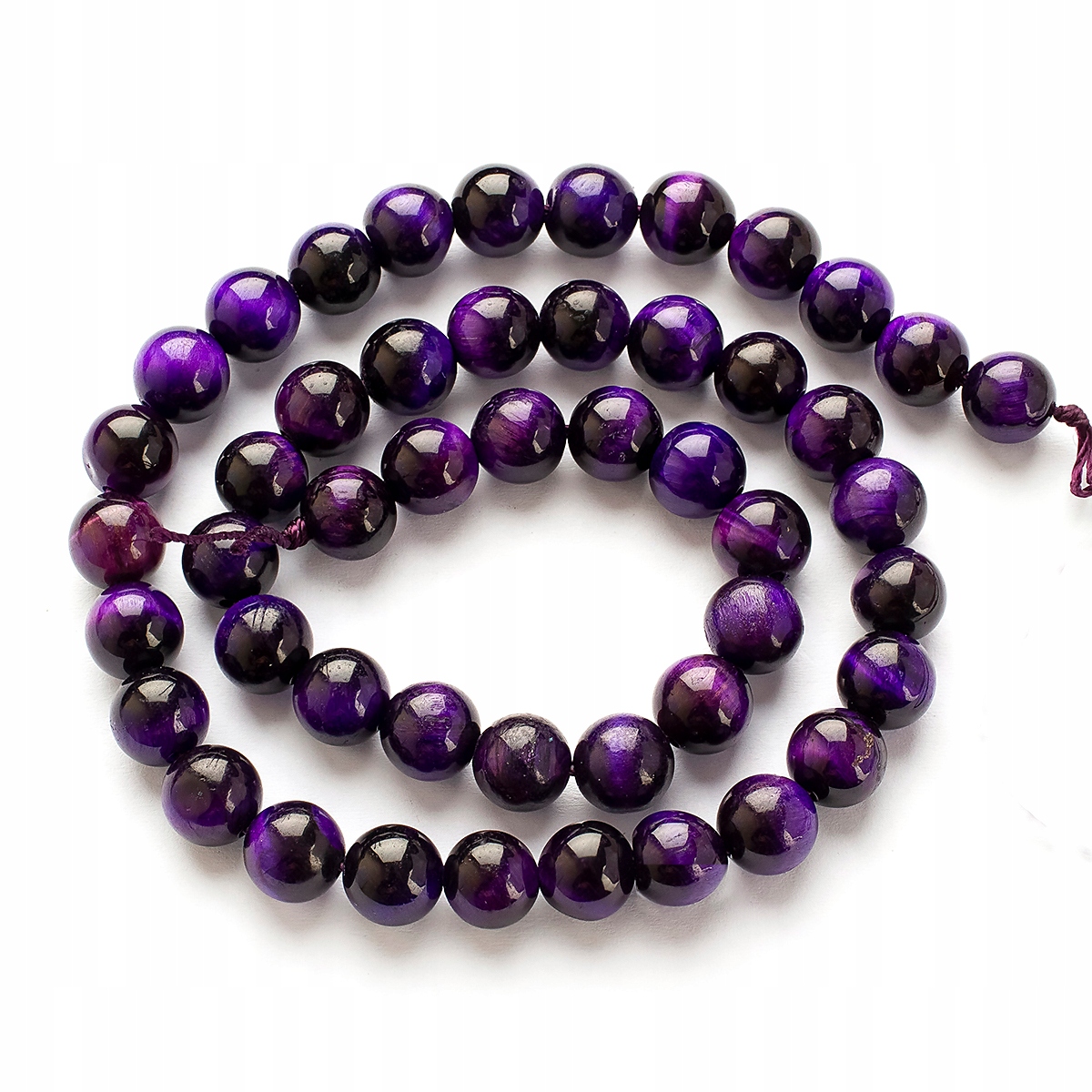 Korálky Přírodní Tygří Oko, Kulaté, Indigo, 8mm, 40ks/37cm/nit