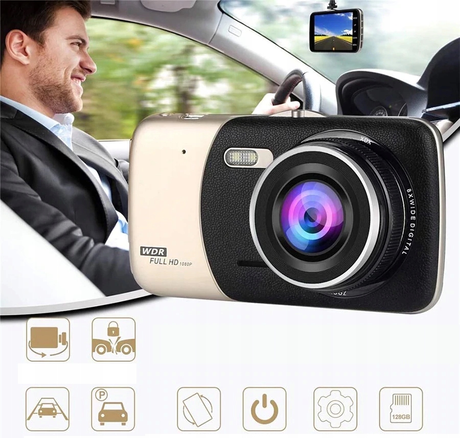 REJESTRATOR JAZDY SLIM KAMERA tyl w RAMCE 32GB Color black