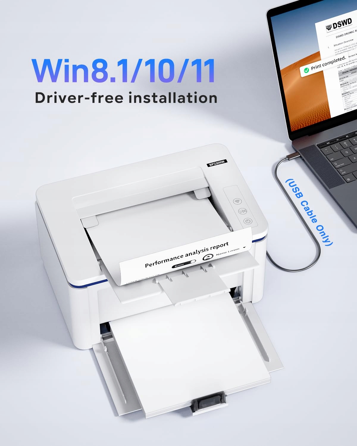PANTUM BP2309W Drukarka Laserowa Czarnobiała WiFi Airprint Mopria Dom Biuro — miniatura 2