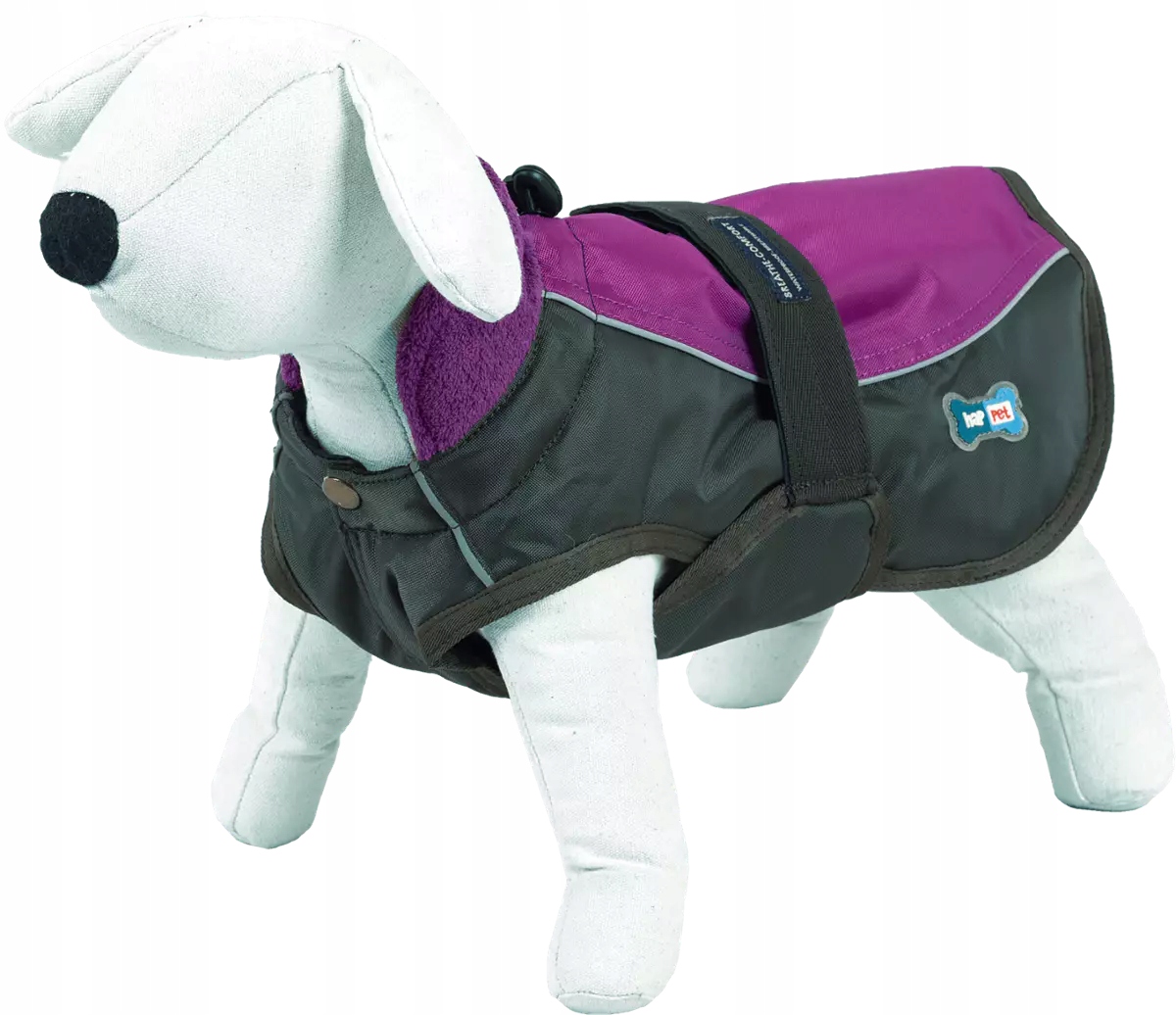 Levně Teplá Bunda Pro Psa Voděodolná na zimu podzim hnědo-fialová XL 65 cm