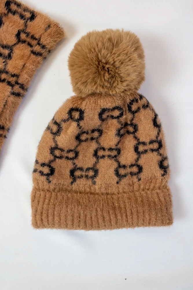 Sada Čepice a Nákrčník Glamour Karamelově černá 1