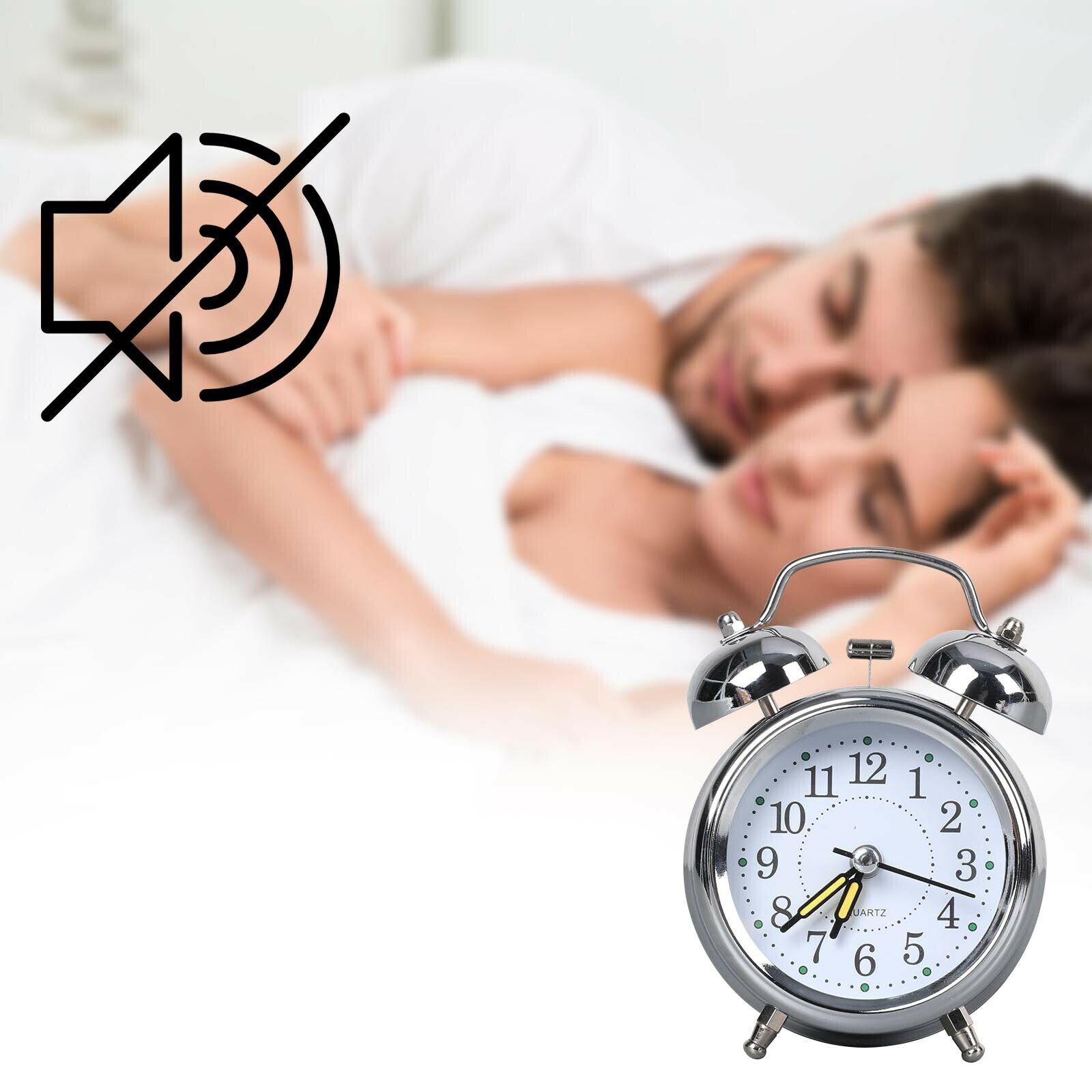 RETRO ALARM CLOCK WATCH CLOCK SREBRNY ŚWIETLISTY Szerokość całkowita 8.2 cm