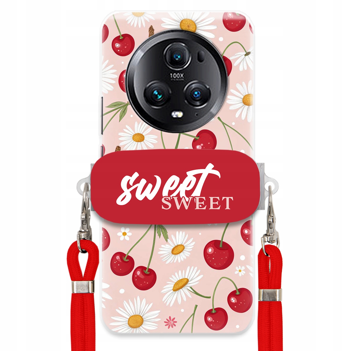 Pouzdro pro Huawei Honor Magic 5 Pro Červené vodítko držák Sweet Sweet Višeň