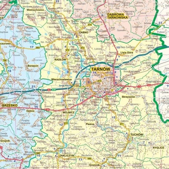 WOJEWÓDZTWO MAŁOPOLSKIE MAPA ŚCIENNA ADMINISTRACYJNA I DROGOWA Typ publikacji mapa ścienna